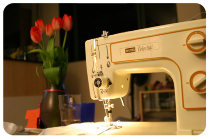 yes, mum really did write on the sewing machine! it's instructions for where the thread needs to go