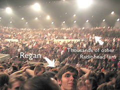 radiohead, night two, Regan gets lost in the crowd!